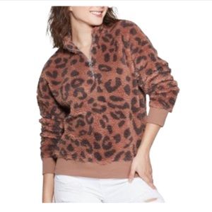 Leopard print sherpa sweatshirt size XXL